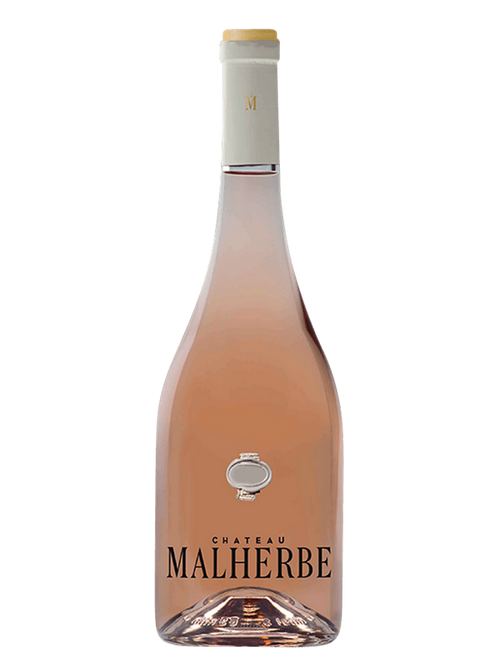 Bouteille de vin rosé Château Malherbe avec étiquette visible.